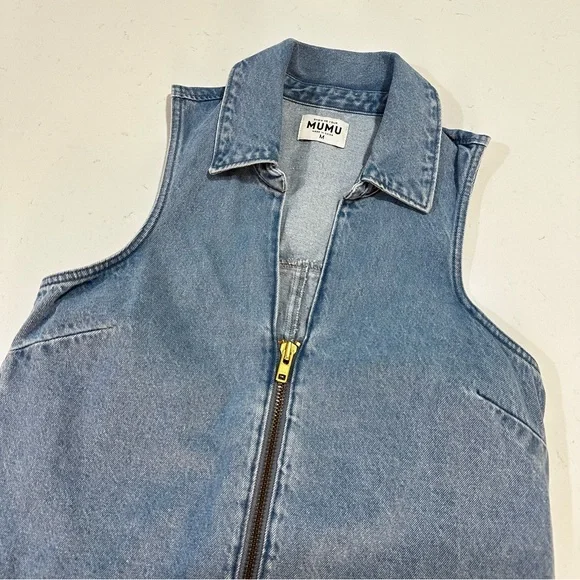 Show Me Your MuMu Denim Zip Up Romper - Size M - Picture 5 of 8